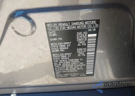 2018 Nissan Rogue Sv from USA, damaged, VIN KNMAT2MVXJP589208